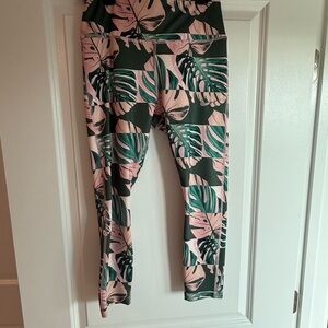Nike Pink and Green Leaf Print Leggings